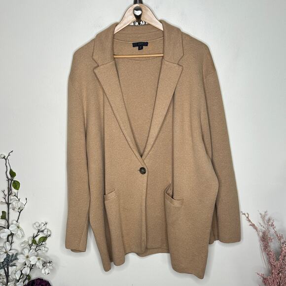 J. CREW Cecile Relaxed Sweater Blazer Heathered Acorn Tan Camel Sz 3X {3U20} - Picture 3 of 7